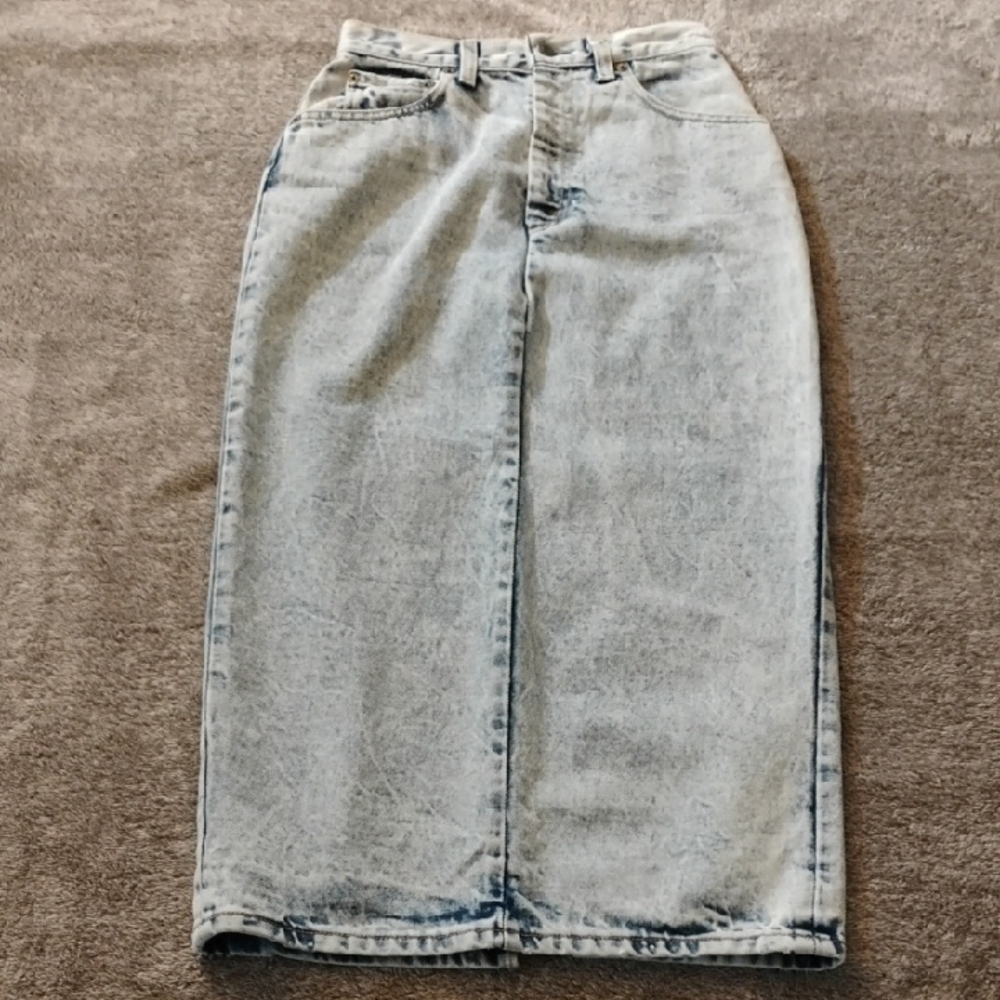 Vintage 1987 Levi's Acid Wash Pencil Skirt Back Slit